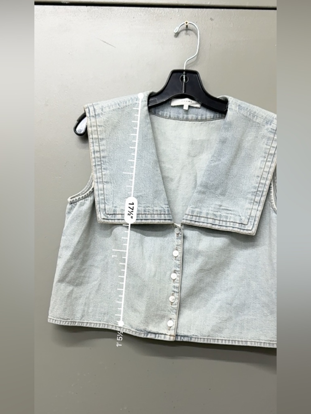 Frame The Yacht Denim Vest Sleeveless Button Front Top Women Size Small Luxury - Picture 7 of 7
